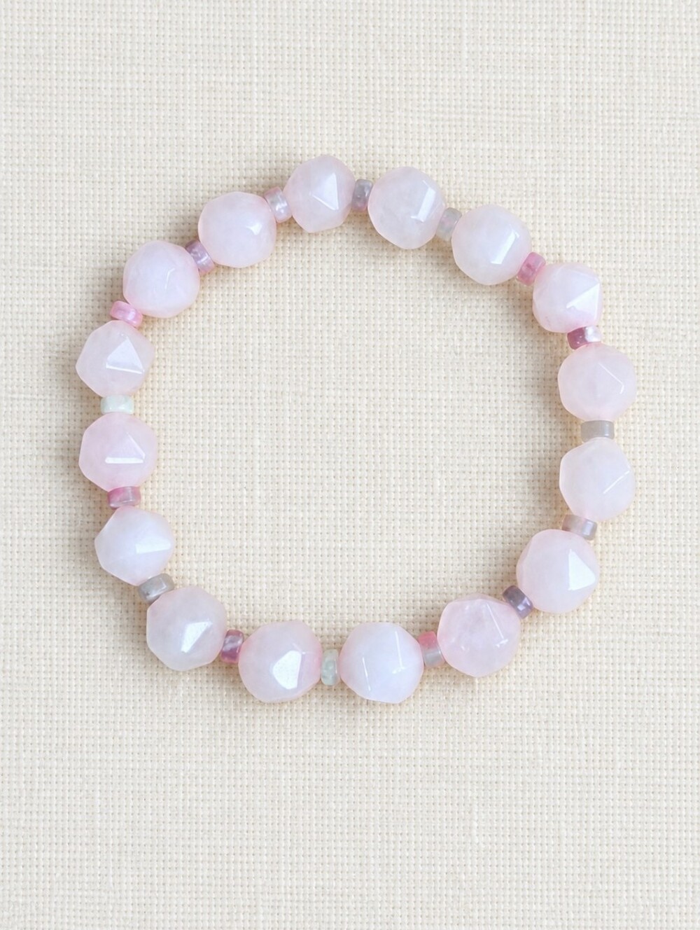Rose Quartz Beaded Stretch Bracelet | Handmade